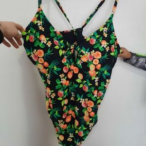 *SOLD Size 24w target one piece swimming suit  citrus floral greenery black